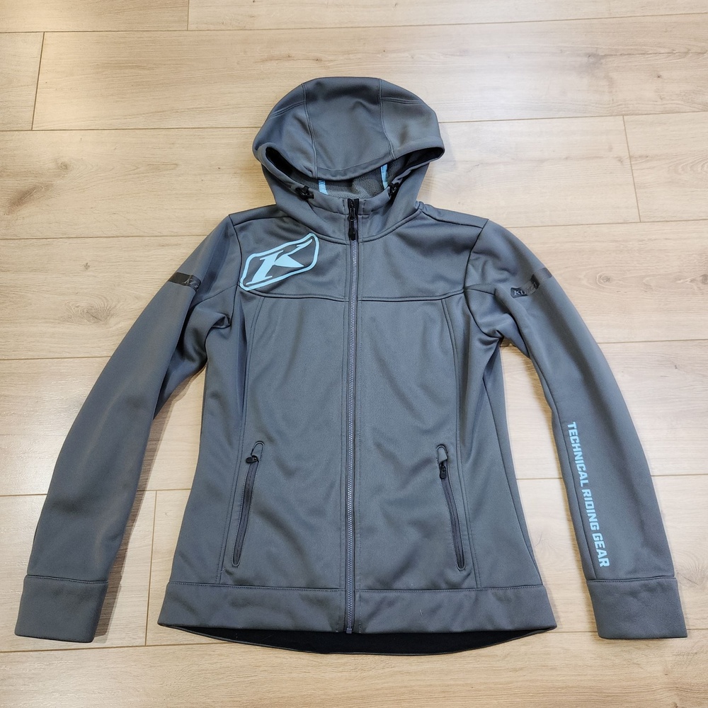 Klim Evolution Hoodie Womens Medium Gray Full Zip Fleece Riding Jacket Softshell
